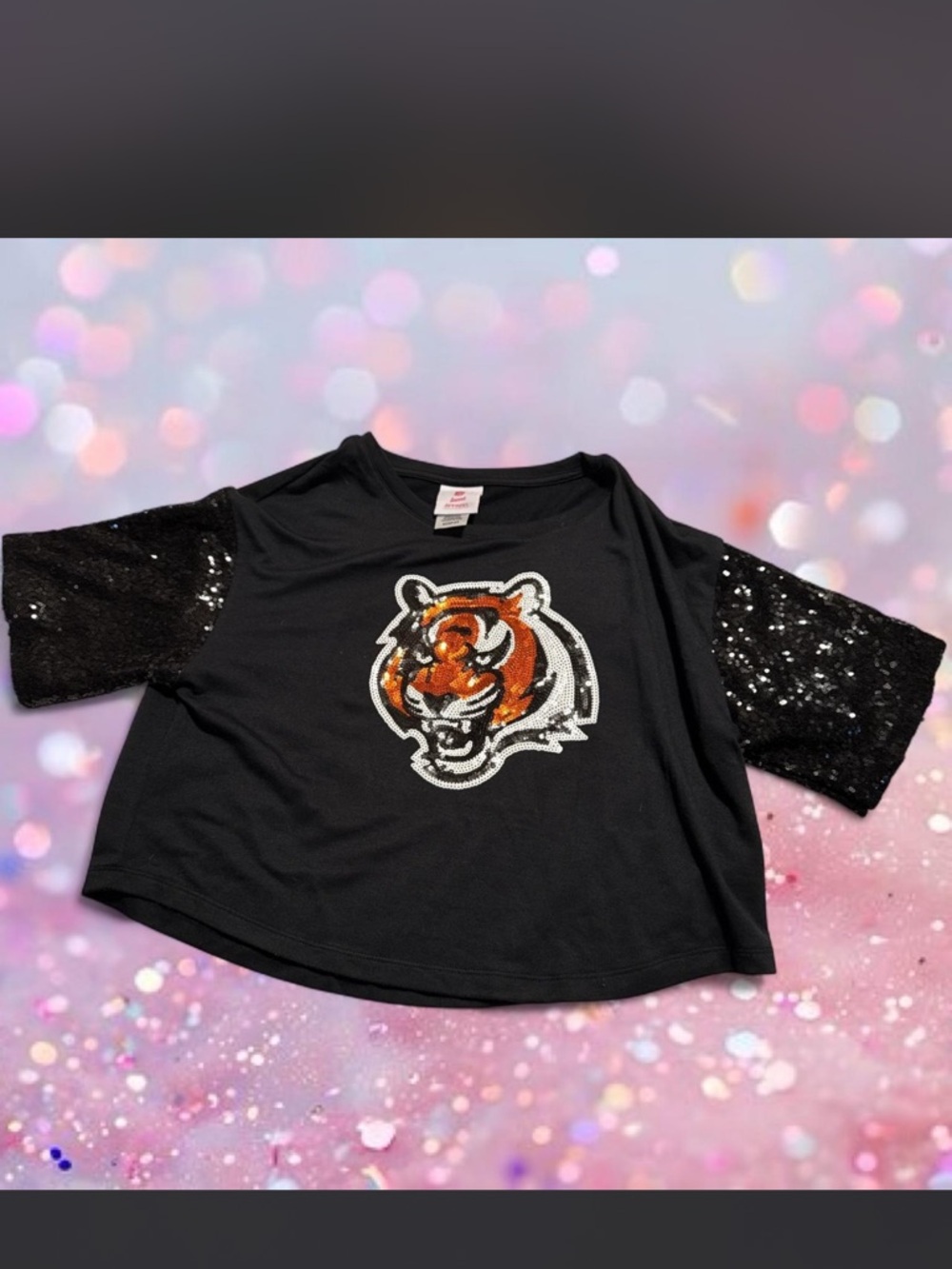 Cincinnati Bengals Sequin Cropped Tee